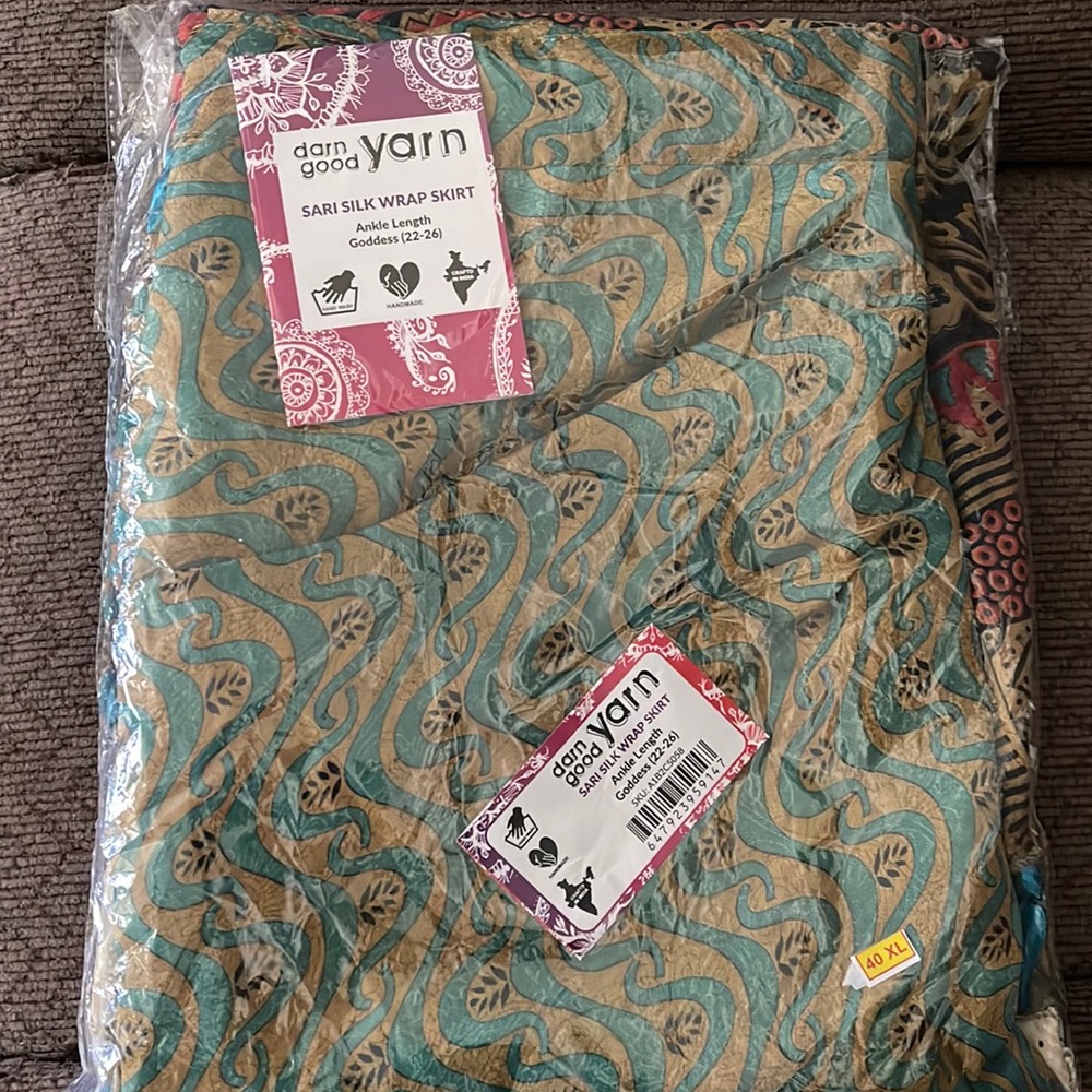 Darn Good Yarn - Ankle Length/ Sari Silk wrap skirt- New with tags - Size 22-26